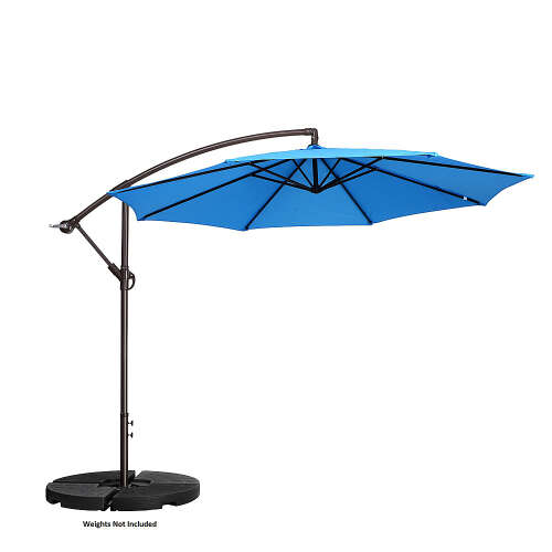 Rent To Own - 10' Offset Outdoor Patio Umbrella with 8 Steel Ribs and Vertical Tilt by Nature Spring (Blue) - Blue