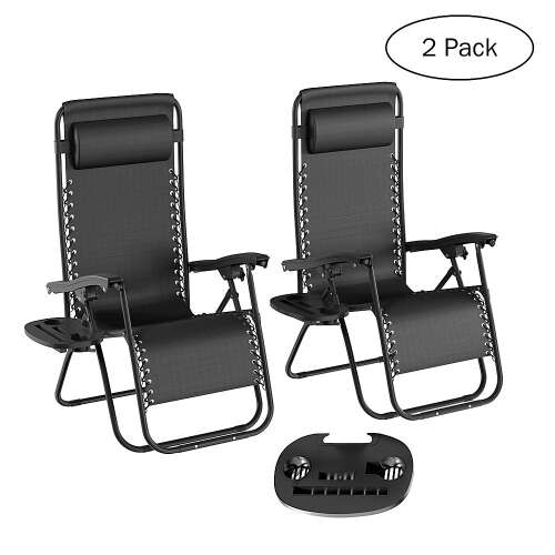 Rent to own Anti-Gravity Lounge Chairs - Patio Furniture Set of 2 Midnight Recliners by Hastings Home - Black
