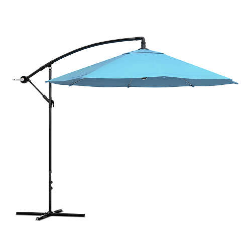 Rent To Own - Nature Spring - Offset Patio Umbrella – 10 Ft Cantilever Hanging Outdoor Shade - Easy Crank and Base for Table, Deck, Porch (Blue) - Blue
