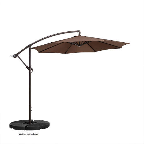 Rent to own 10' Offset Outdoor Patio Umbrella with 8 Steel Ribs and Vertical Tilt by Nature Spring (Brown) - Brown