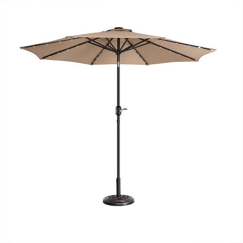 Rent to own Nature Spring - 9-Foot LED Lighted Patio Umbrella with Push Button Tilt - Beige