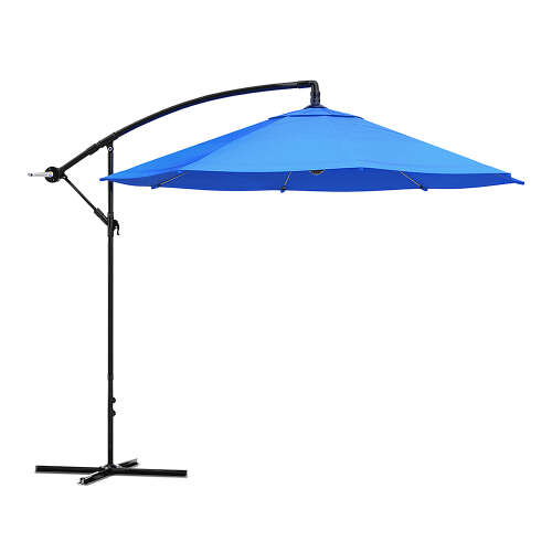 Rent to own Nature Spring - Offset Patio Umbrella – 10Ft Cantilever Hanging Outdoor Shade - Easy Crank and Base for Table, Deck, Porch (Blue) - Brilliant Blue