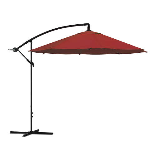 Rent To Own - Nature Spring - Offset Patio Umbrella – 10 Ft Cantilever Hanging Outdoor Shade - Easy Crank and Base for Table, Deck, Porch (Red) - Red