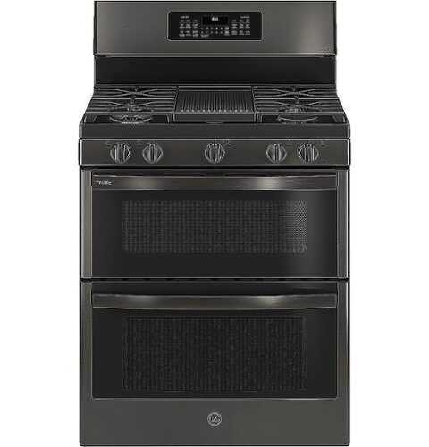 Rent to own GE Profile - 6.8 Cu. Ft. Frestanding Double Oven Gas True Convection Range with No Preheat Airfry - Fingerprint Resistant Black Stainless
