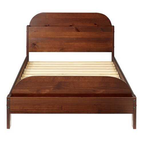 Walker Edison - Classic Solid Wood Twin-Size Bed with Book Storage - Walnut