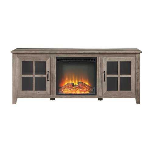 Walker Edison Rustic Fireplace TV Stand for TVs up to 65” Grey Wash