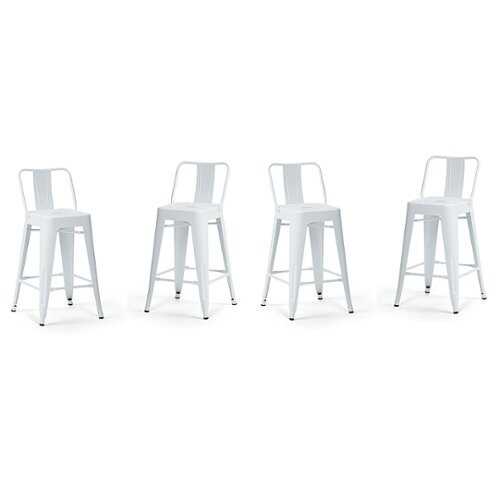 Rent to own Simpli Home - Rayne Metal Counter Height Stool (Set of 4) - White