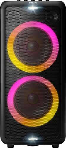 Rent to own Philips - Portable Bluetooth Party Speaker with Dual Woofers, Party Lights, and Built-in Carry Handle - Black