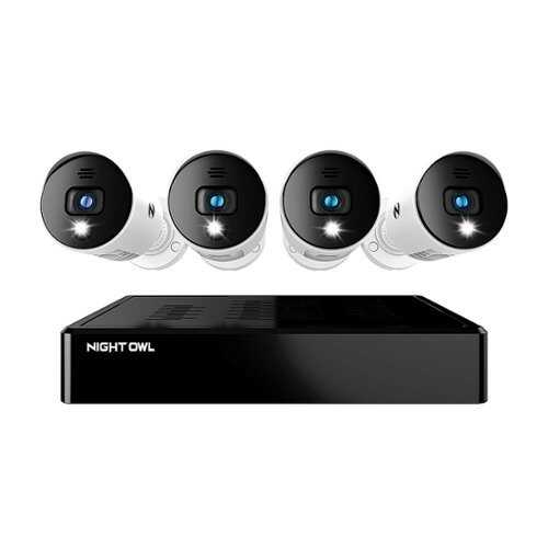Night Owl - 8 Channel Bluetooth DVR with 4 Wired 1080p HD Spotlight Cameras with Audio and 1TB Hard Drive - White/Black