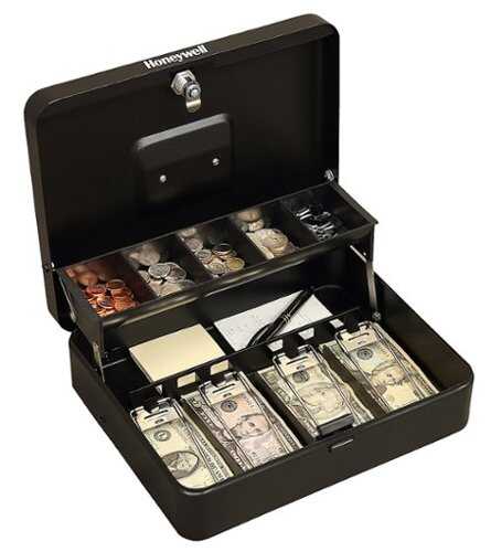Rent to own Honeywell - Steel Tiered Cash Tray with Key Lock - Black