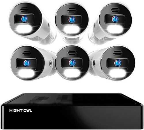 Rent to own Night Owl - 8 Channel Bluetooth NVR with 6 Wired IP 4K HD Spotlight Cameras with 2-Way Audio and 2TB Hard Drive - White