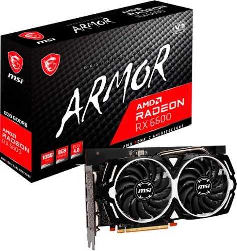 MSI - AMD Radeon RX 6600 ARMOR 8G- 8GB GDDR6 - PCI Express 4.0 Gaming Graphics Card - Black/Sliver