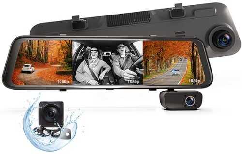 Rent to own Rexing - M3 1080p 3-Channel Mirror Dash Cam with Smart BSD GPS - Black