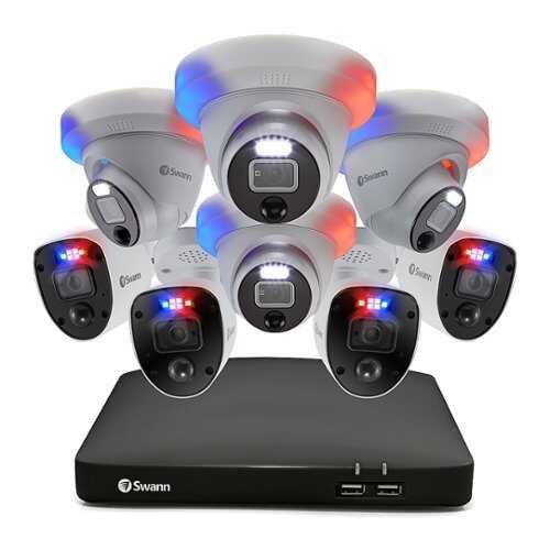 Rent to own Swann - Enforcer 8-Ch, 2-Dome & 4-Bullet Cameras Indoor/Outdoor Wired 4K UHD 2TB DVR Security Camera Surveillance System - Black