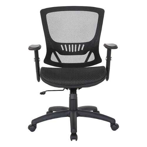 OSP Home Furnishings - Mesh Screen Seat and Back Manager's Chair with Height Adjustable Arms and Nylon Base - Black