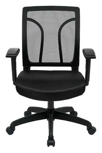 OSP Home Furnishings - Screen Back Chair with Mesh Seat with Height Adjustable Arms - Black