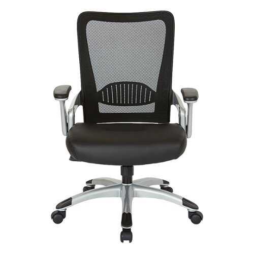 OSP Home Furnishings - Screen Back Chair with Faux Leather Seat - Black