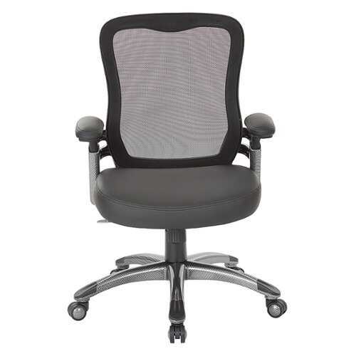 OSP Home Furnishings - Mesh Back Manager’s Chair with Faux Leather - Black