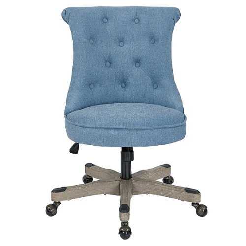 OSP Home Furnishings - Hannah Tufted Office Chair in Fabric with Grey wood Base - Sky