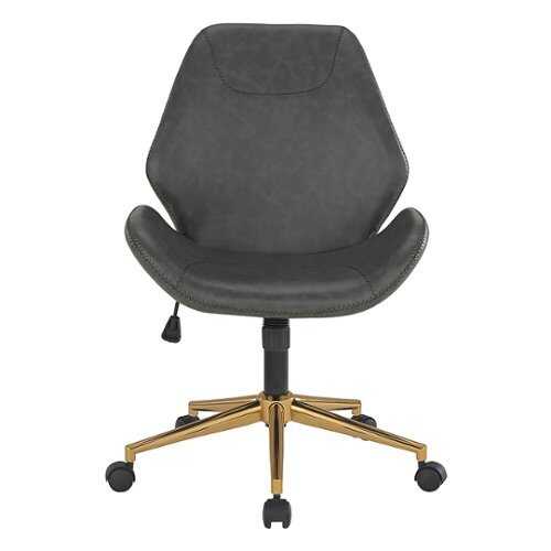 OSP Home Furnishings - Reseda Office Chair in Faux Leather with Gold Base - Black