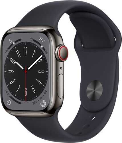 Rent to own Apple Watch Series 8 GPS + Cellular 41mm Graphite Stainless Steel Case with Midnight Sport Band - S/M - Midnight