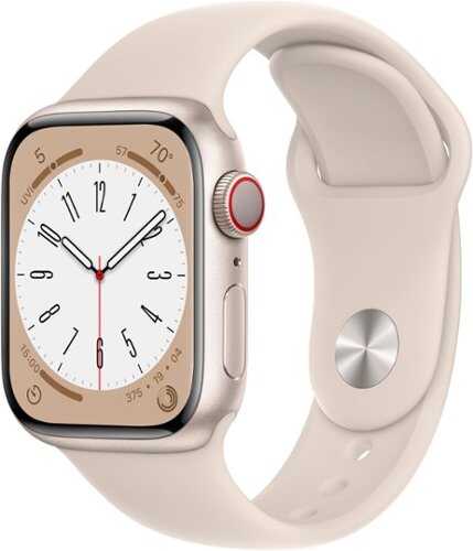 Rent to own Apple Watch Series 8 (GPS + Cellular) 45mm Aluminum Case with Starlight Sport Band - S/M - Starlight