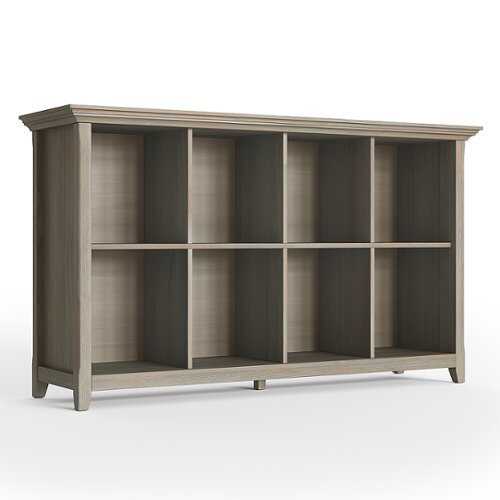 Rent to own Simpli Home - Amherst 8 Cube Storage Sofa Table - Distressed Grey