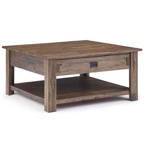 Simpli Home - Monroe Square Coffee Table - Rustic Natural Aged Brown