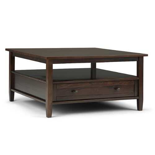 Rent to own Simpli Home - Warm Shaker Square Coffee Table - Tobacco Brown
