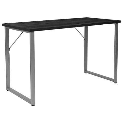 Flash Furniture - Harvey Finish Computer Desk with Silver Metal Frame - Black