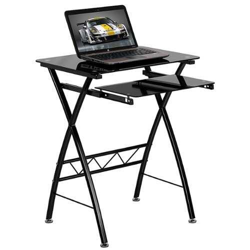 Rent to own Flash Furniture Tempered Glass Computer Desk with Pull