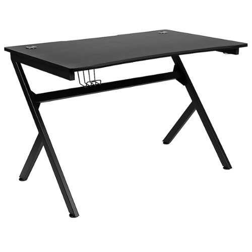 Flash Furniture - Gaming Desk 45.25" x 29" Computer Table Gamer Workstation with Headphone Holder and 2 Cable Management Holes - Black