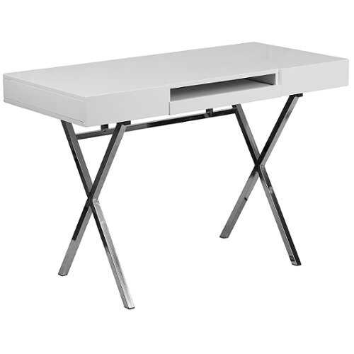 Flash Furniture - 44.25''W x 21.625''D Computer Desk with Keyboard Tray and Drawers - White