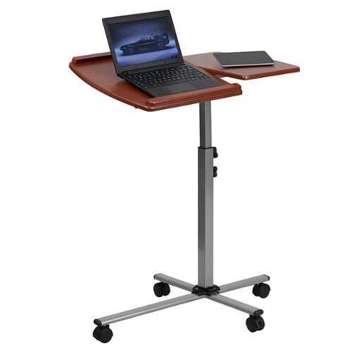Flash Furniture - Angle and Height Adjustable Mobile Laptop Computer Table with Top - Cherry