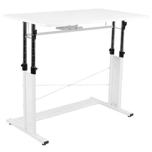 Flash Furniture - Height Adjustable (27.25-35.75"H) Sit to Stand Home Office Desk - White