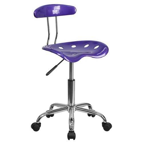 Flash Furniture - Vibrant and Chrome Swivel Task Office Chair with Tractor Seat - Violet