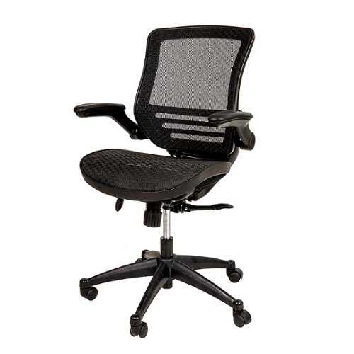 Flash Furniture - Mid-Back Transparent Black Mesh Executive Swivel Office Chair with Black Frame and Flip-Up Arms - Black Mesh/Black Frame