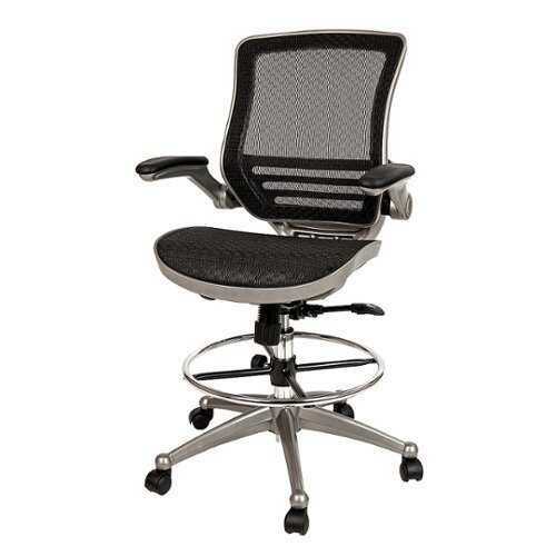 Flash Furniture - Mid-Back Drafting Chair - Black Mesh/Graphite Silver Frame