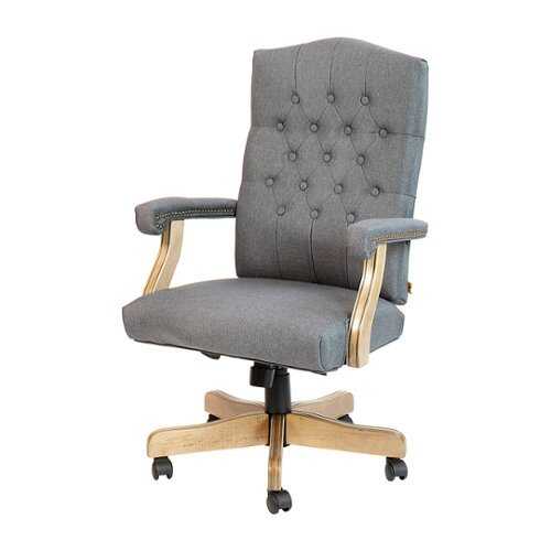 Flash Furniture - Gray Fabric Classic Executive Swivel Office Chair with Driftwood Arms and Base - Gray Fabric/Driftwood