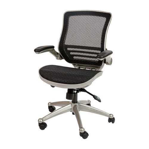 Flash Furniture - Mid-Back Transparent Black Mesh Executive Swivel Office Chair with Graphite Silver Frame and Flip-Up Arms - Black Mesh/Graphite Silver Frame