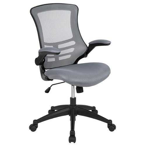 Flash Furniture - Mid-Back Swivel Ergonomic Task Office Chair with Flip-Up Arms - Dark Gray Mesh