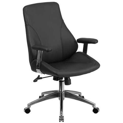 Flash Furniture - Mid-Back LeatherSoft Smooth Upholstered Executive Swivel Office Chair with Arms - Black