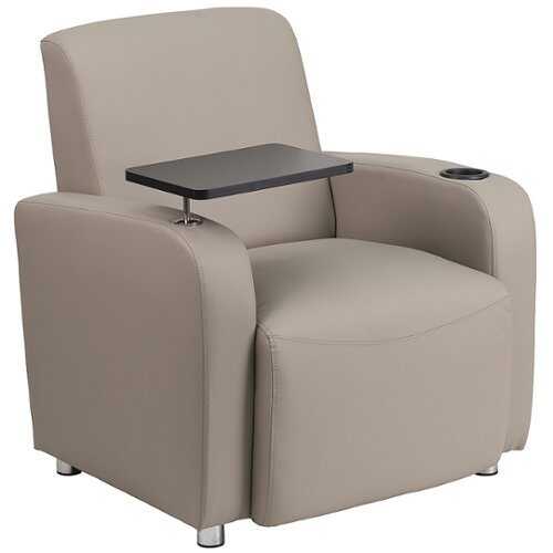 Rent to own Flash Furniture - George Rectangle Contemporary Leather/Faux Leather Tablet Arm Chair - Upholstered - Gray