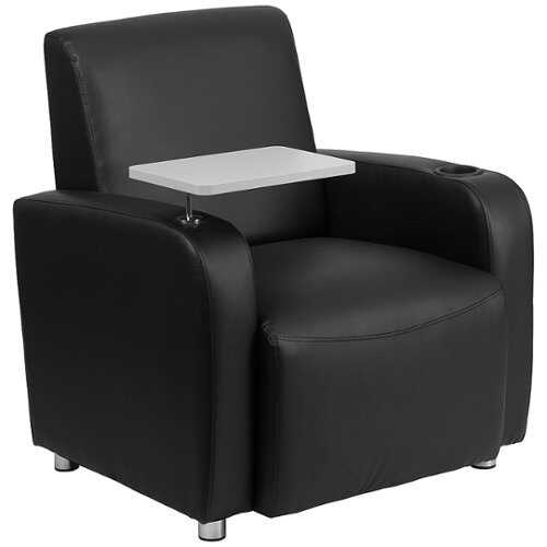 Rent to own Flash Furniture - George Rectangle Contemporary Leather/Faux Leather Tablet Arm Chair - Upholstered - Black