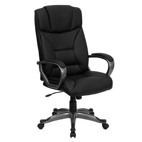 Flash Furniture - High Back LeatherSoft Executive Swivel Office Chair with Arms - Black