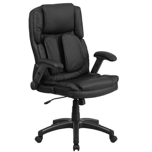 Flash Furniture - Extreme Comfort High Back LeatherSoft Executive Swivel Ergonomic Office Chair with Flip-Up Arms - Black