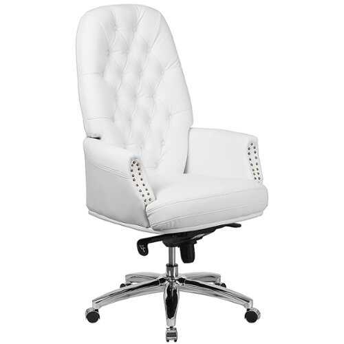 Flash Furniture - High Back Traditional Tufted LeatherSoft Multifunction Executive Swivel Ergonomic Office Chair with Arms - White