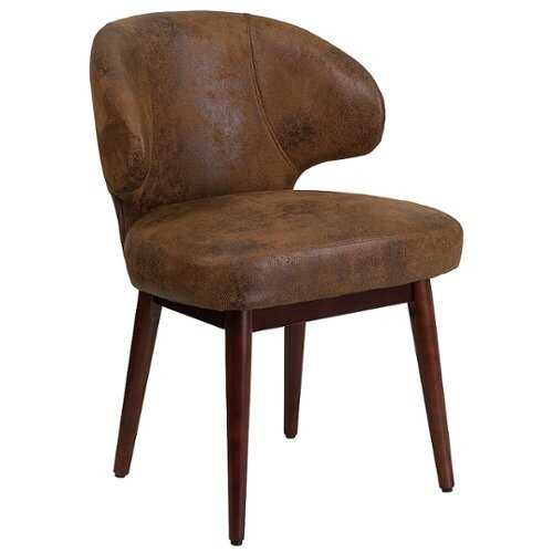 Flash Furniture - Comfort Back Series Side Reception Chair with Walnut Legs - Bomber Jacket Microfiber