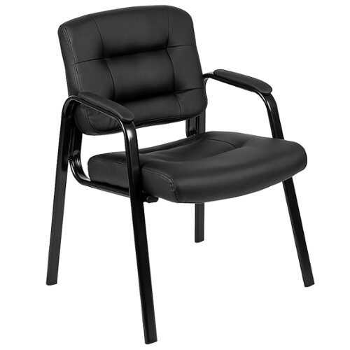 Rent to own Flash Furniture - Flash Fundamentals LeatherSoft Executive Reception Chair with Black Metal Frame, BIFMA Certified - Black