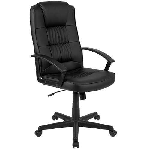 Flash Furniture - Flash Fundamentals High Back LeatherSoft-Padded Task Office Chair with Arms, BIFMA Certified - Black